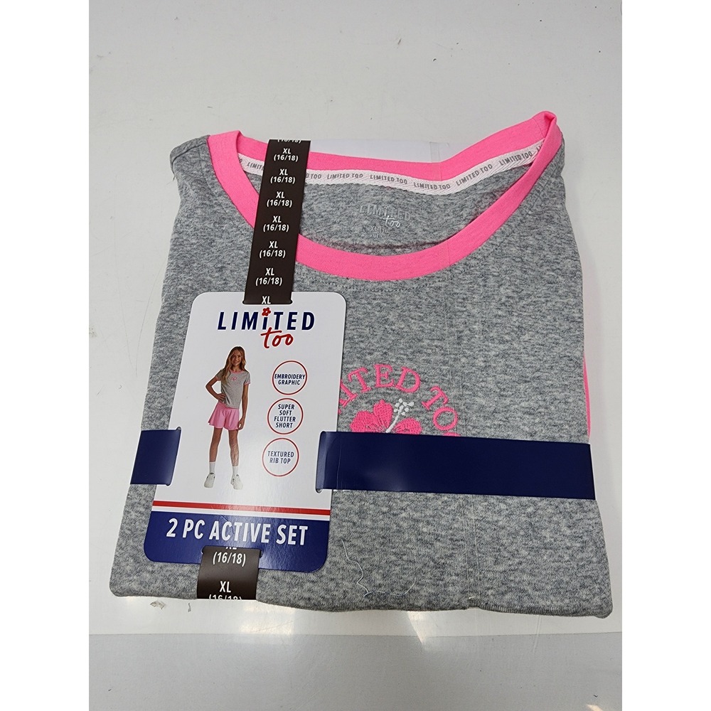 Limited Too Girls Athletic 2 PC Active Set Grey Cotton Blend Relaxed Size‎ XL